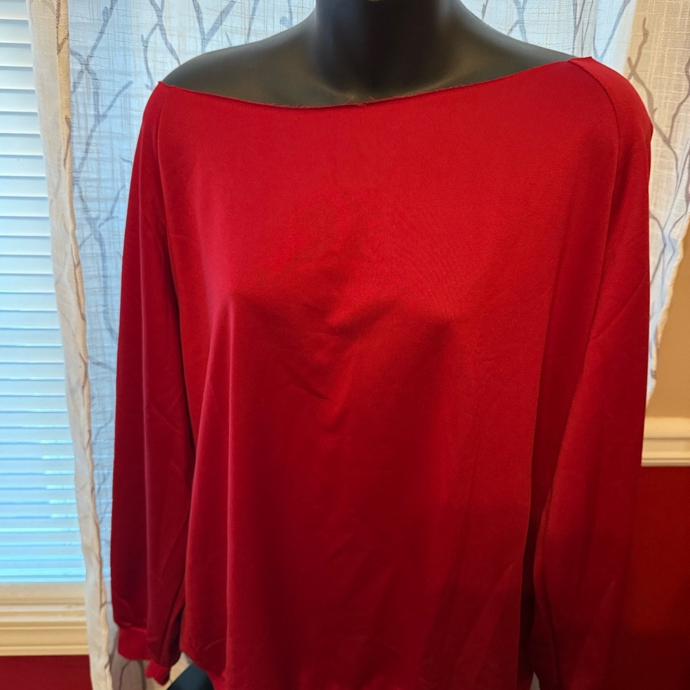 Burgundy Off the shoulder, Long Sleeve Shirt